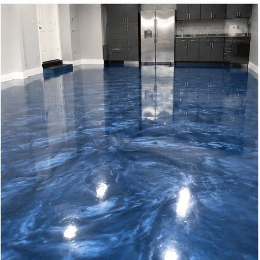Blue metallic epoxy floor coating Burlington County NJ